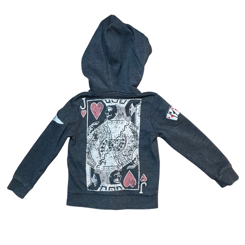 Butter Super Soft Grey Jack of hearts zip up sweatshirt boys size 4 EUC
